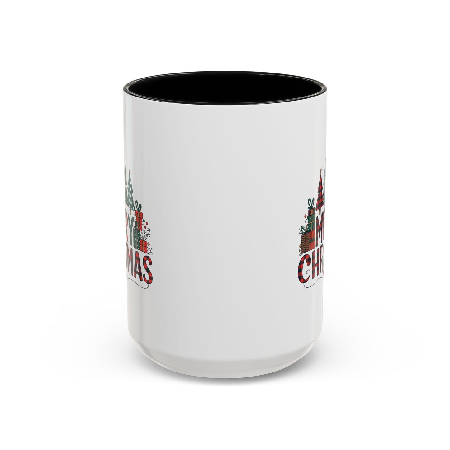 Christmas Mug - Merry Christmas Tartan Text Trees Presents