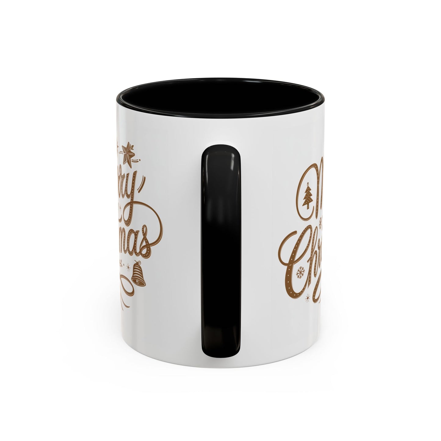 Christmas Mug - Merry Christmas Gold Text Tree Star Ornaments