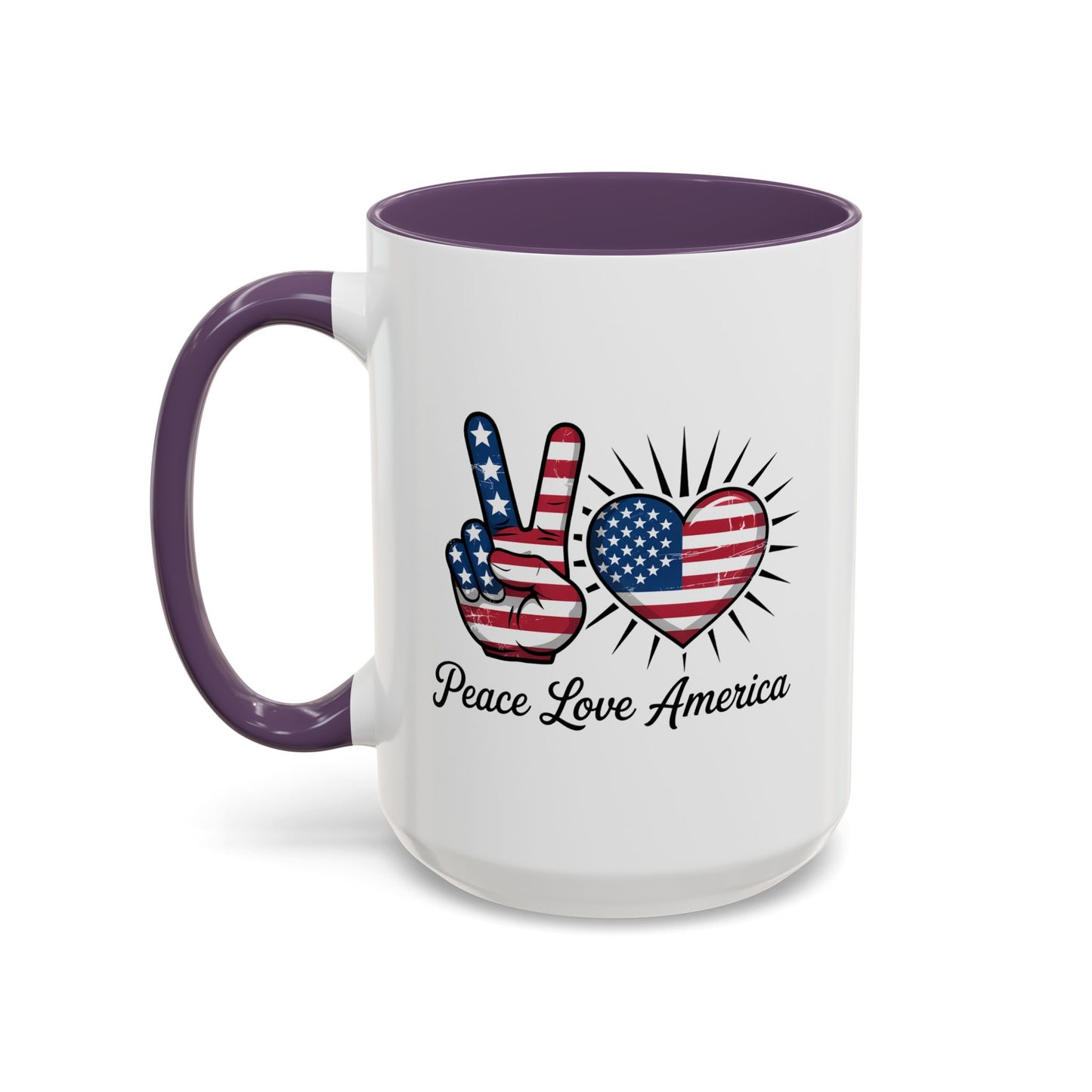 4th of July Mug - Peace Love America