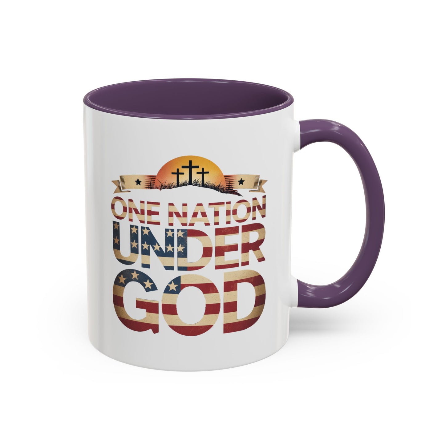 4th of July Mug - One Nation Under God Cross Flag