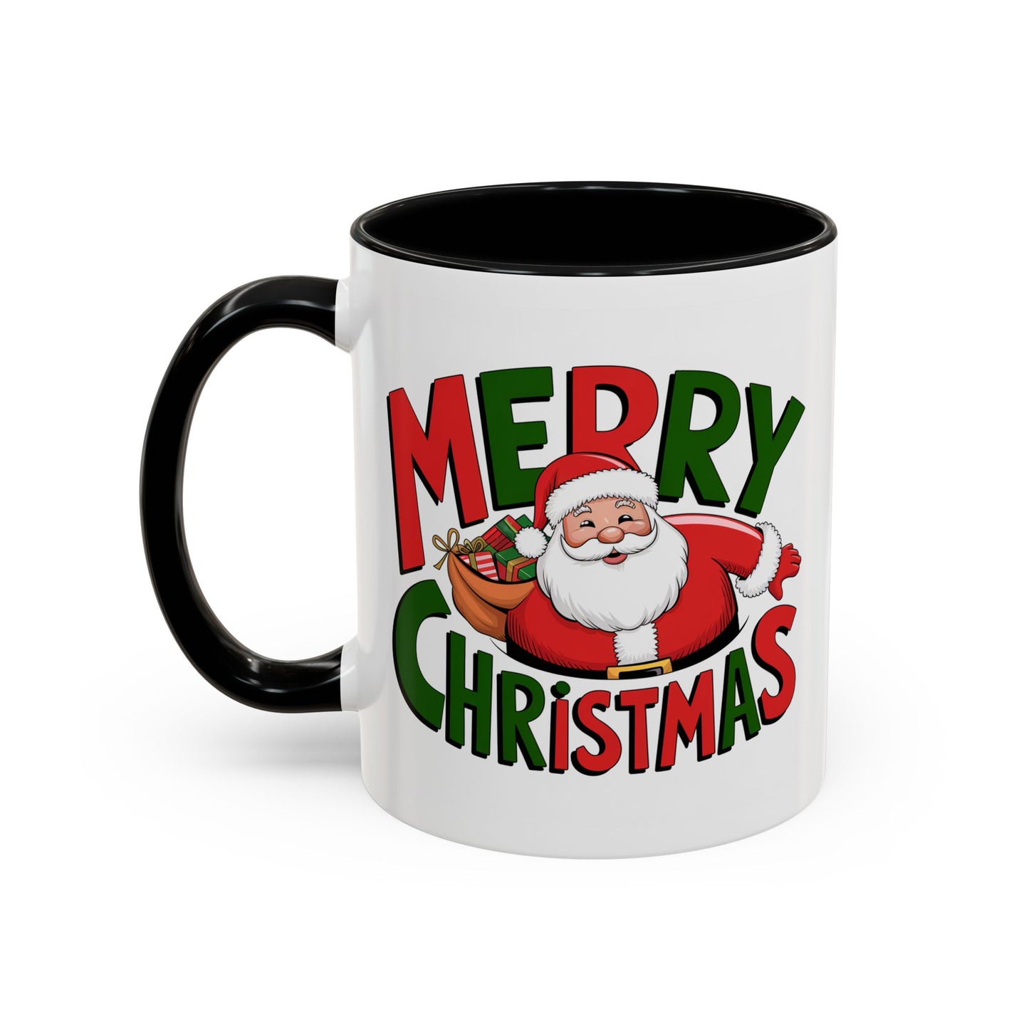 Christmas Mug - Green & Red Text Santa Presents