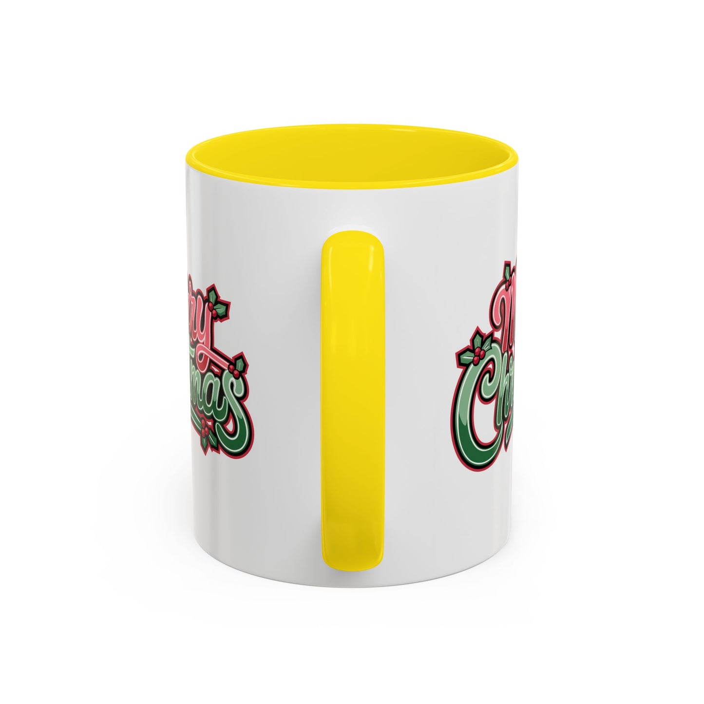 Christmas Mug - Merry Christmas Red & Green Text Mistletoe