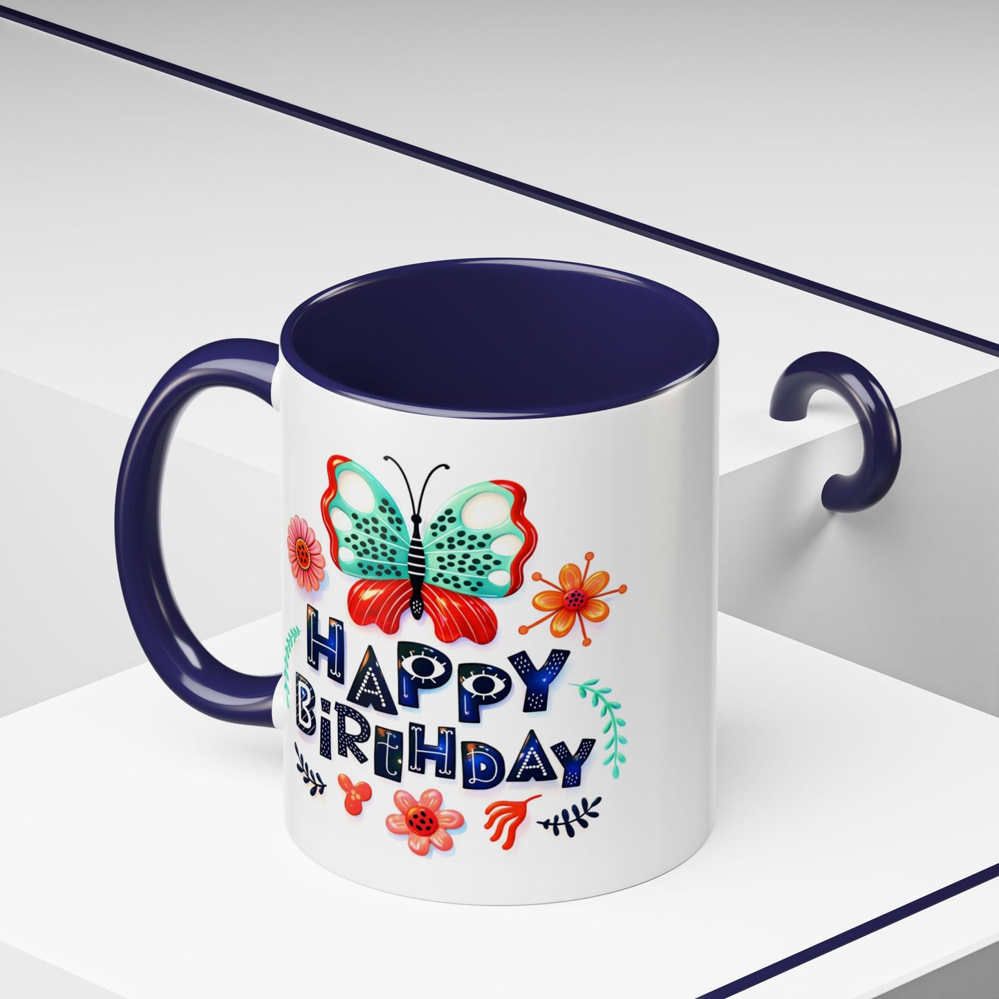 Birthday Mug - Butterfly Flowers