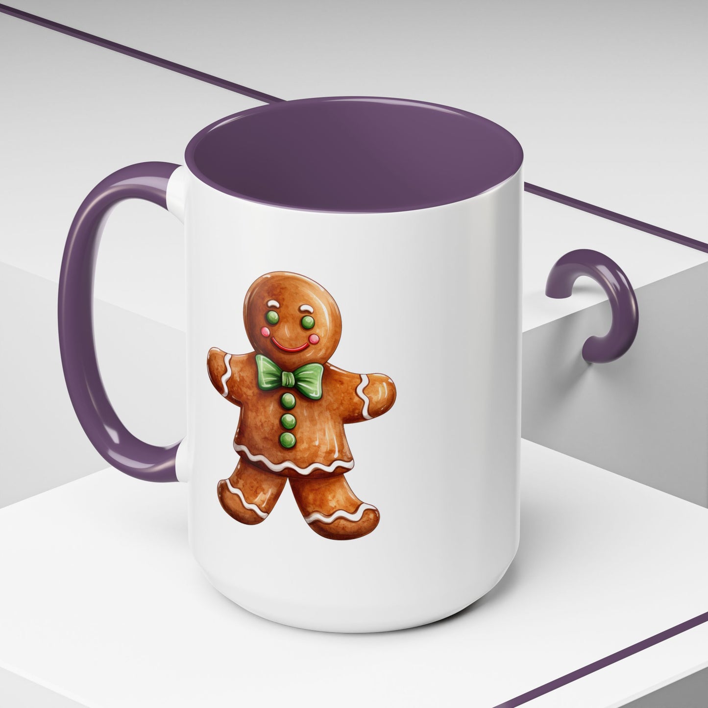 Christmas Mug - Gingerbread Man Green Bow
