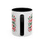 Christmas Mug - Merry Christmas Green & Red Text Trees Hearts Snowflakes Stars