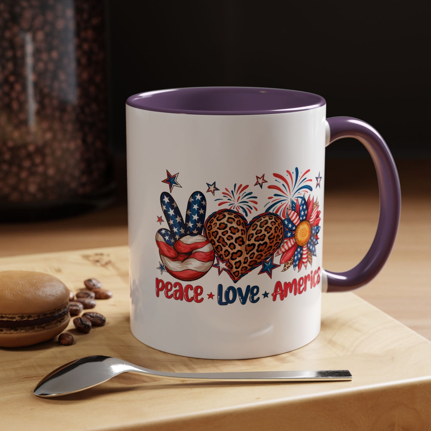 4th of July Mug - Peace Love America