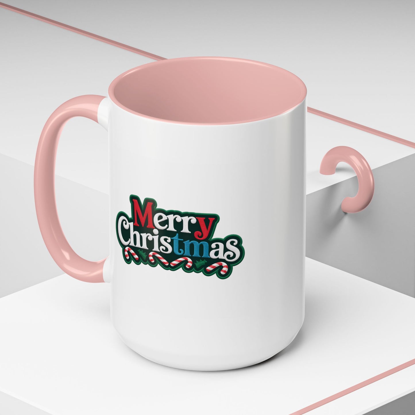 Christmas Mug - Merry Christmas White Red & Blue Text