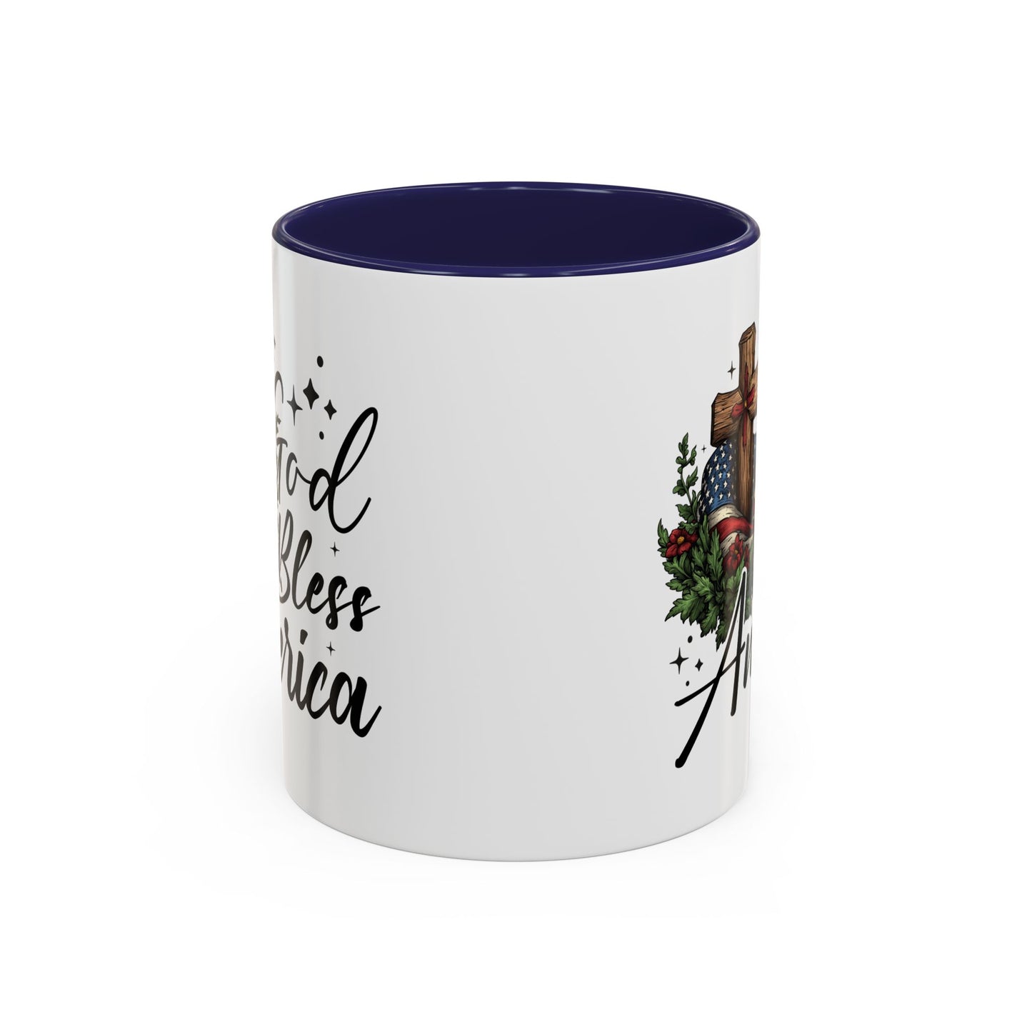 4th of July Mug - God Bless America Cross Flag