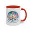Christmas Mug - Merry Christmas Blue Text Snowman Star Reindeer