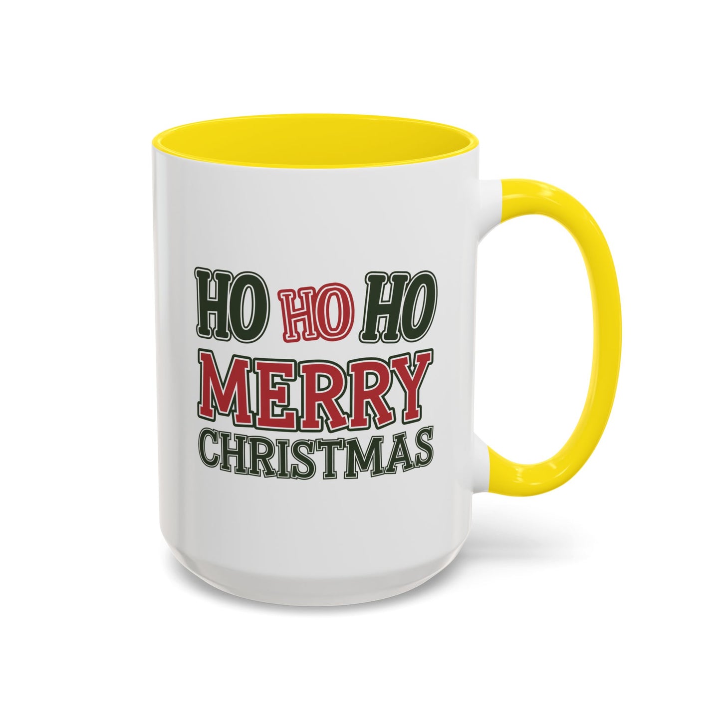 Christmas Mug - Ho Ho Ho Merry Christmas Green & Red Text