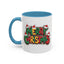 Christmas Mug - Merry Christmas Green Yellow & Red Text Hats