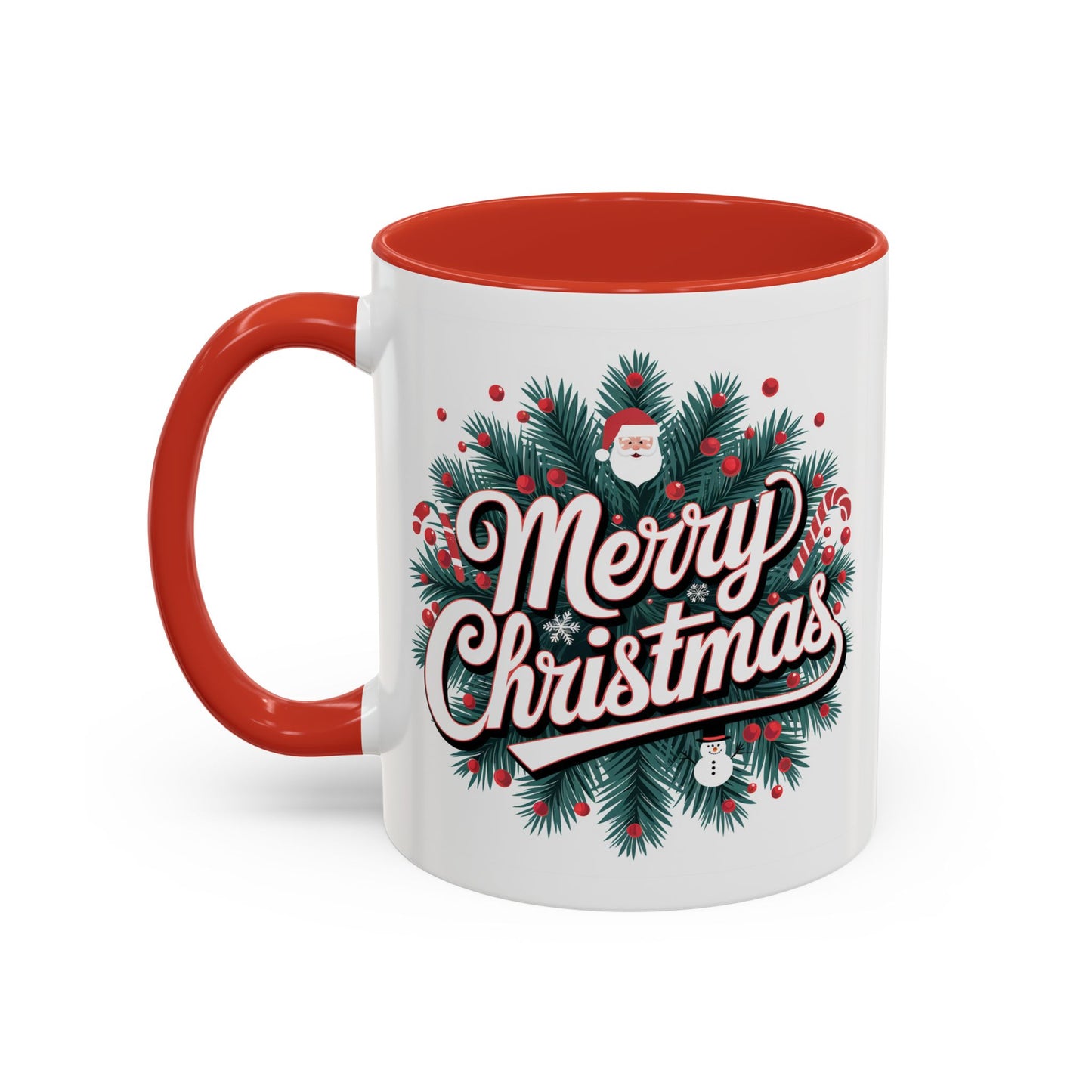 Christmas Mug - Merry Christmas White & Red Embossed Text