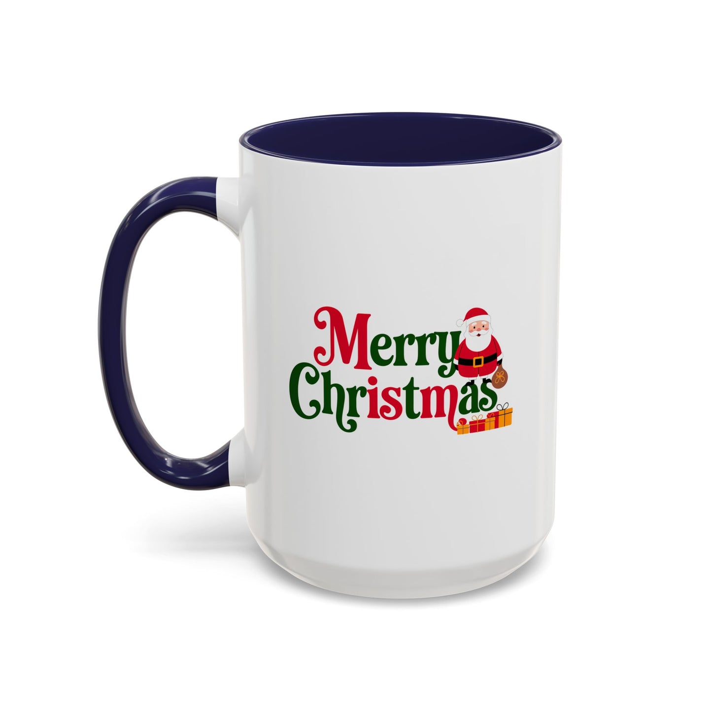 Christmas Mug - Merry Christmas Green & Red Text Santa Presents