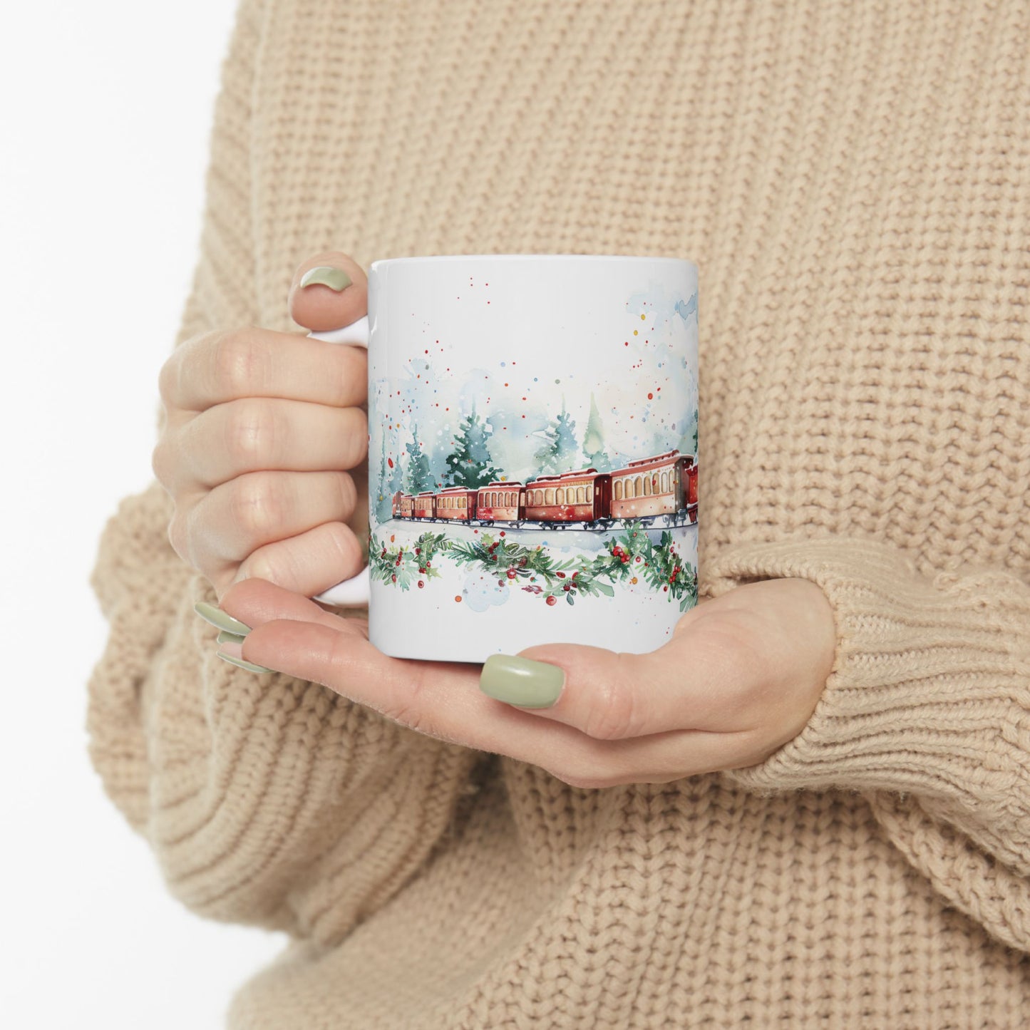 Christmas Mug - Snowy Landscape Train Wrap 9