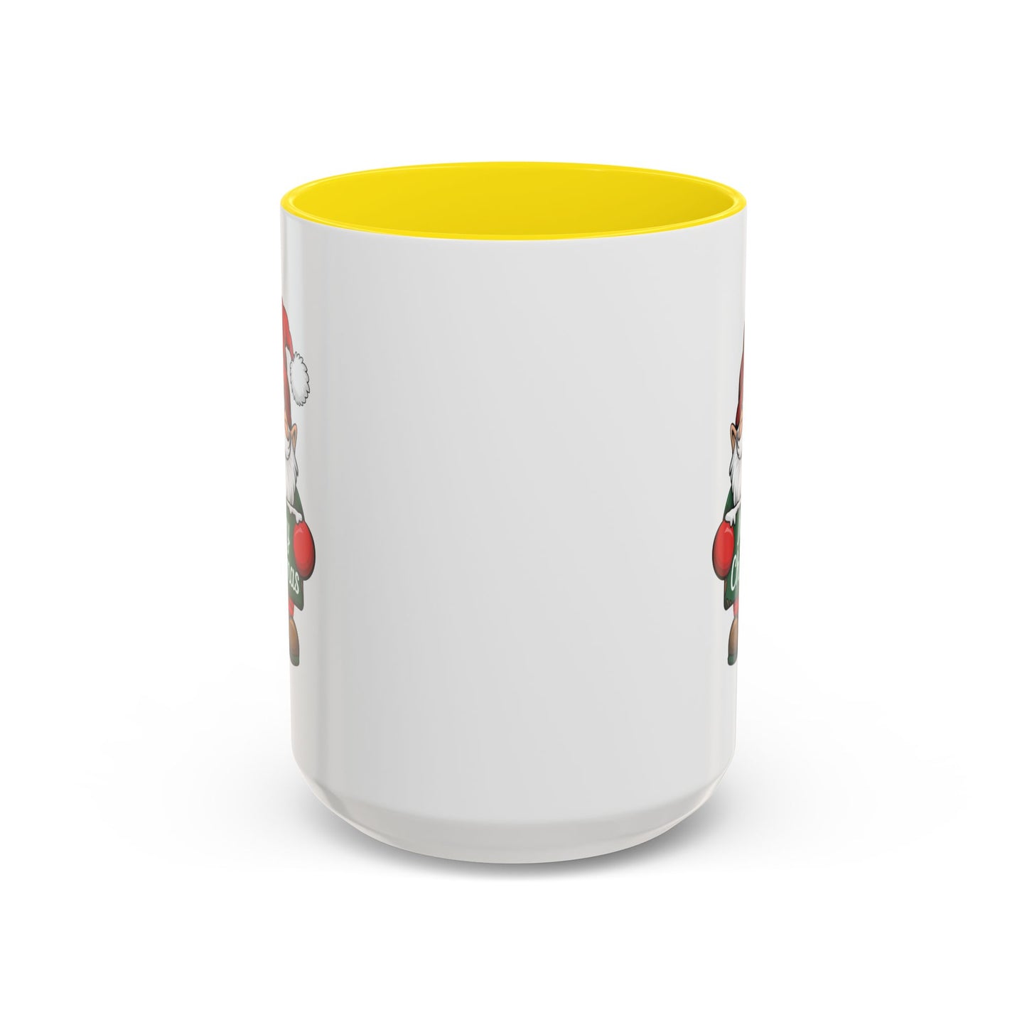 Christmas Mug - Merry Christmas White & Green Text Gnome Snow