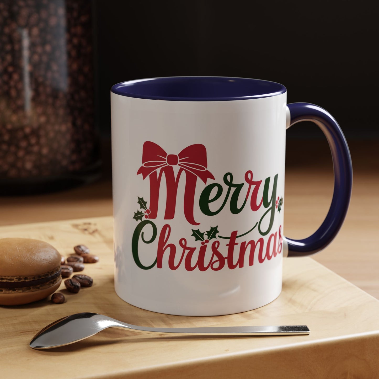 Christmas Mug - Merry Christmas Red & Green Text Bow