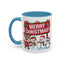 Christmas Mug - Merry Christmas White Text Reindeer Snowmen Penguin