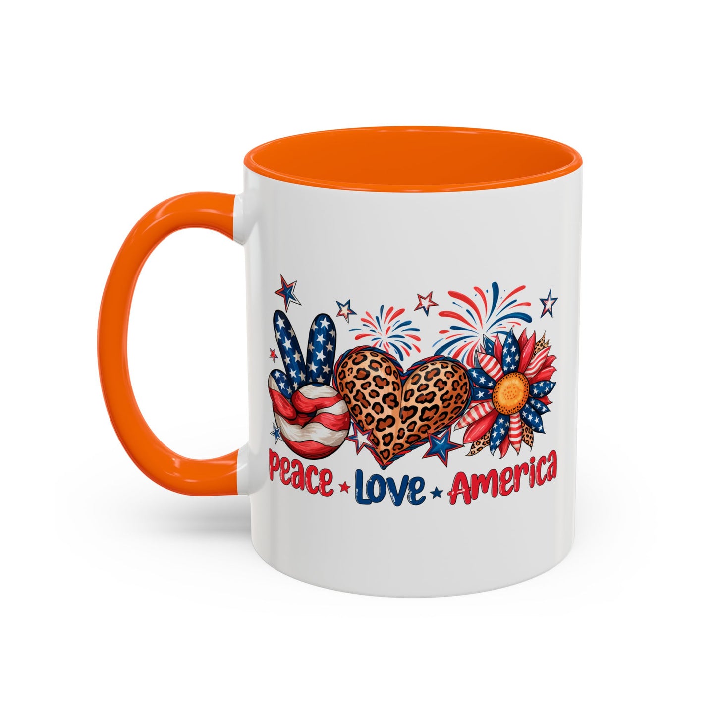 4th of July Mug - Peace Love America