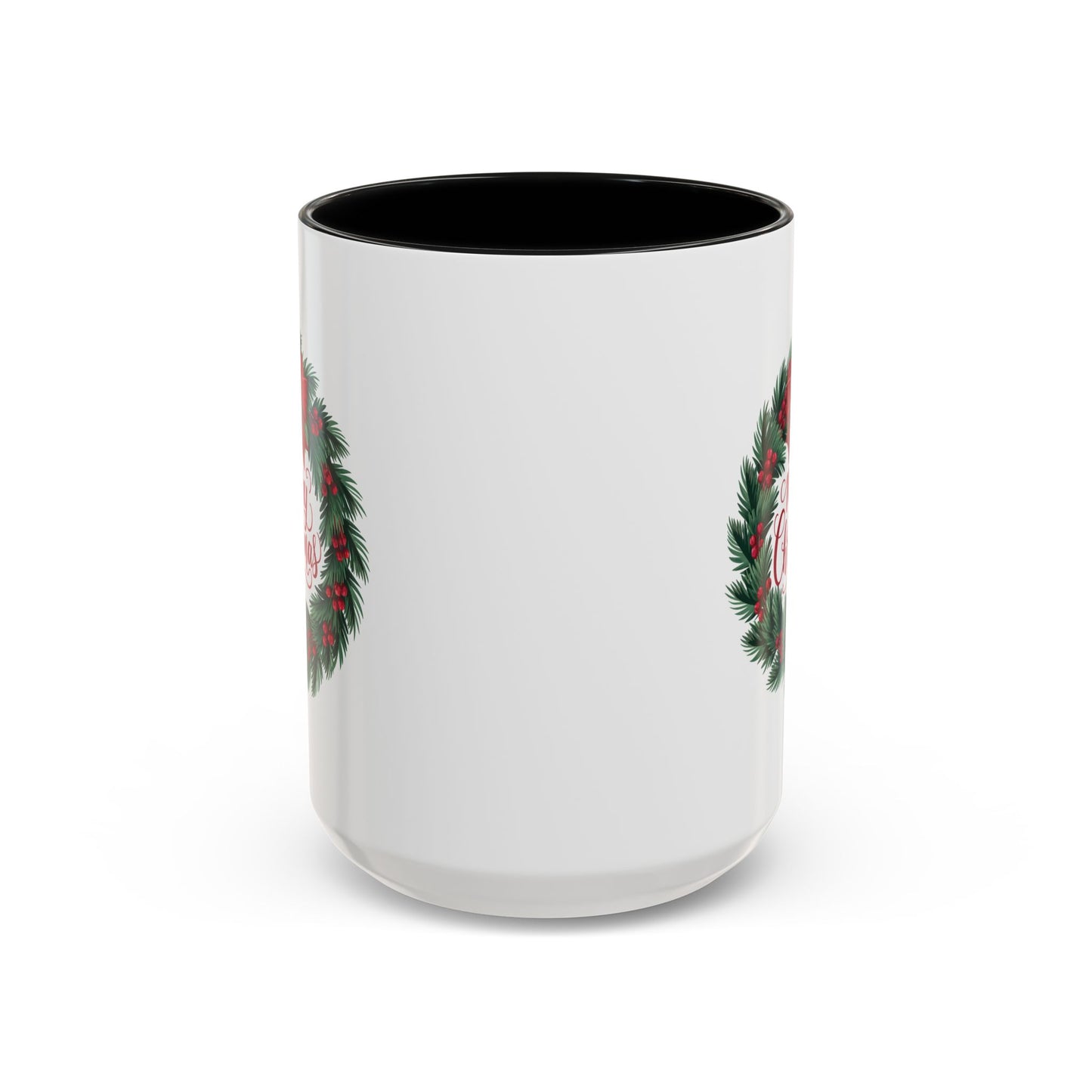 Christmas Mug - Merry Christmas Red Text Bow Wreath