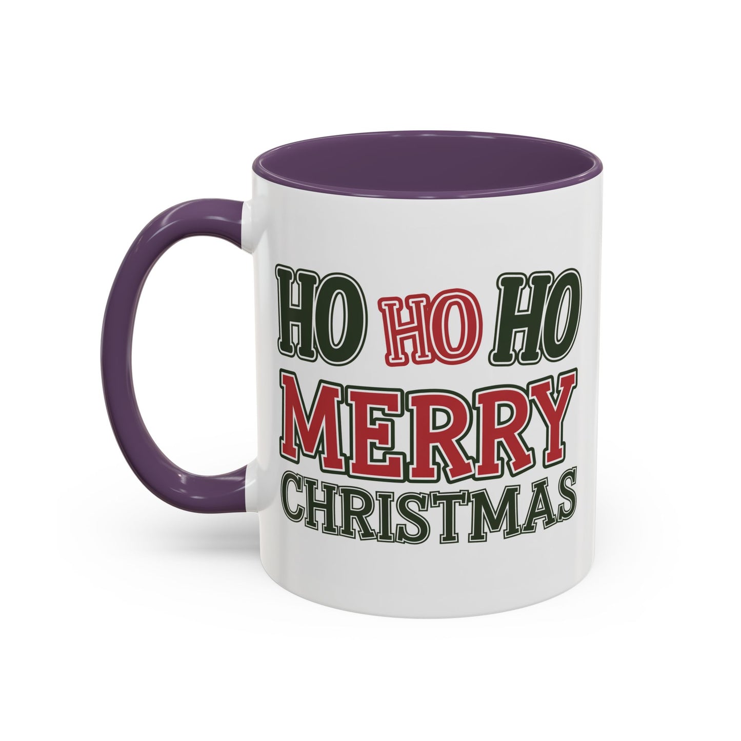 Christmas Mug - Ho Ho Ho Merry Christmas Green & Red Text