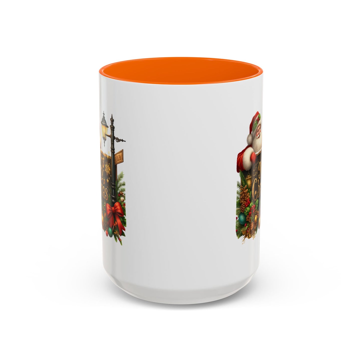 Christmas Mug - Merry Christmas Gold Text Santa Point Ornaments