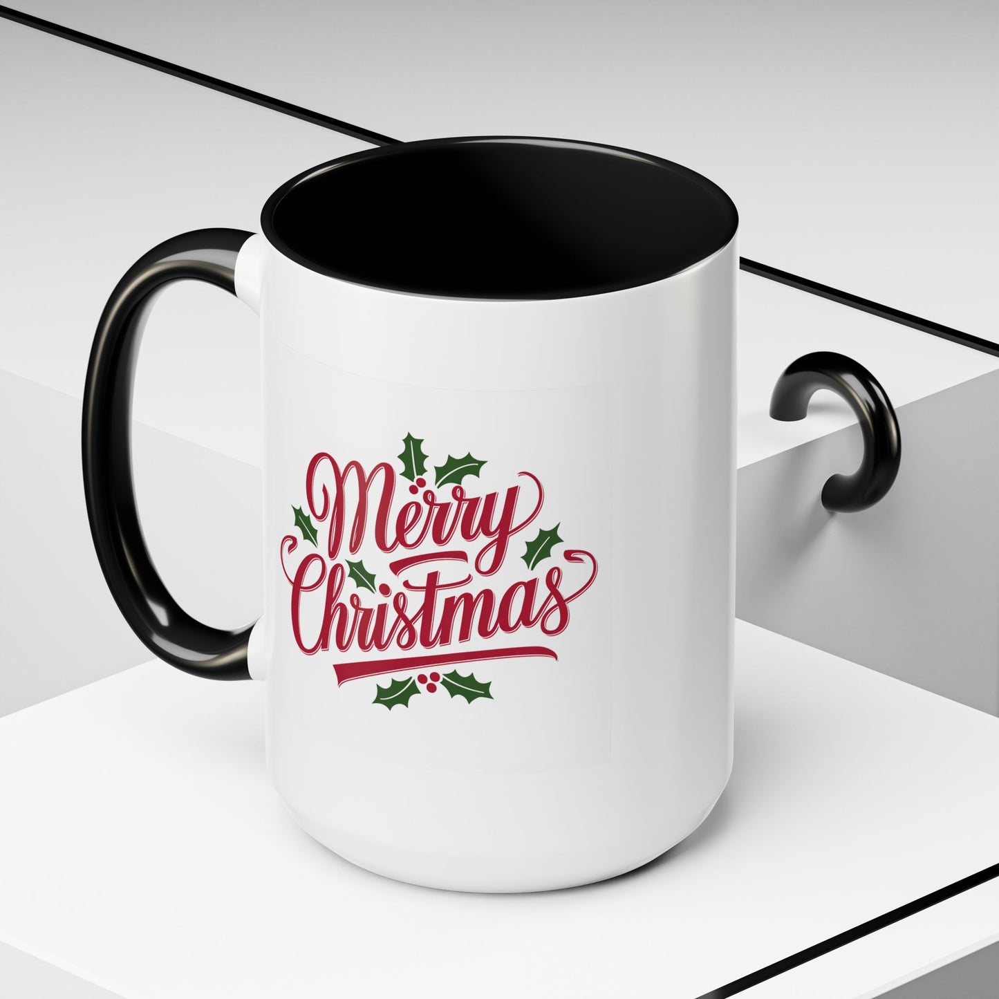 Christmas Mug - Merry Christmas Red Text Mistletoe