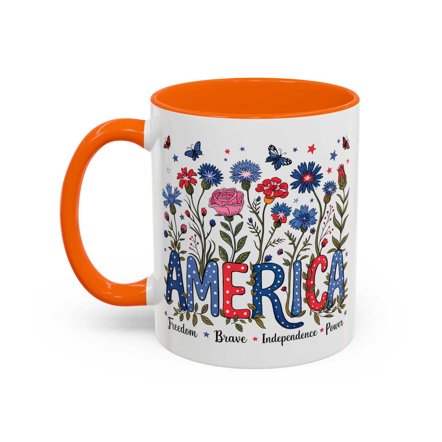 4th of July Mug - Floral America Patriotic