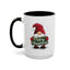 Christmas Mug - Merry Christmas White & Green Text Gnome Lights
