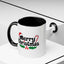 Christmas Mug - Merry Christmas Black Text Hat Cane Misletoe