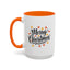 Christmas Mug - Merry Christmas Black Text Fall Leaves