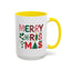 Christmas Mug - Merry Christmas Red Green & Gold Decorative Text