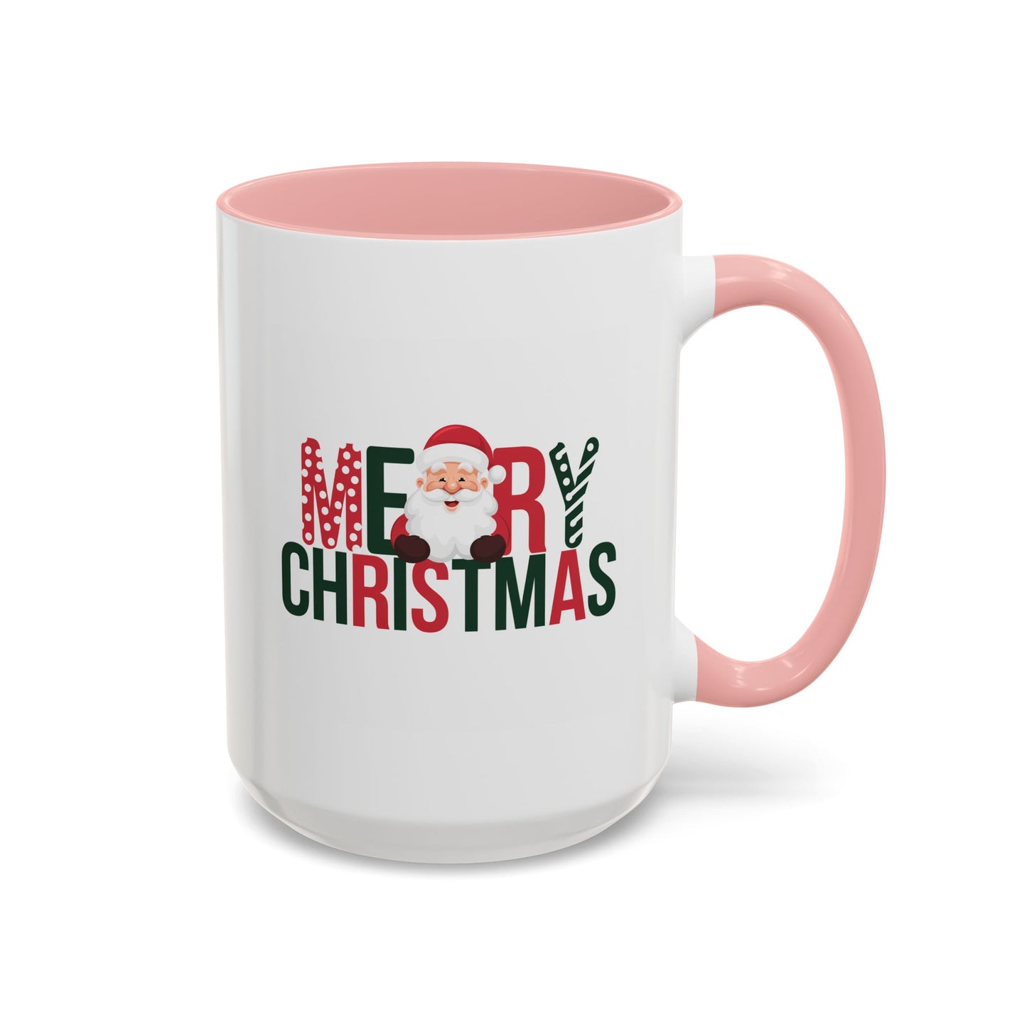 Christmas Mug - Merry Christmas Green & Red Text Santa