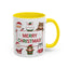 Christmas Mug - Merry Christmas Red & Green Text Santa Cute Animals