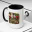 Christmas Mug - Merry Christmas Cream Text Santa Ok Light Bow Ornaments