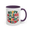 Christmas Mug - Happy Holidays and Merry Christmas Blue Green Yellow Red Text
