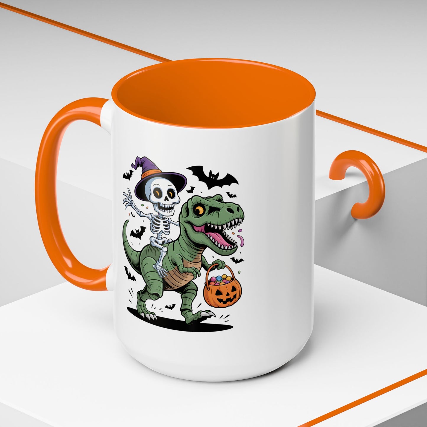 Halloween Mug - Skeleton Riding Dinosaur