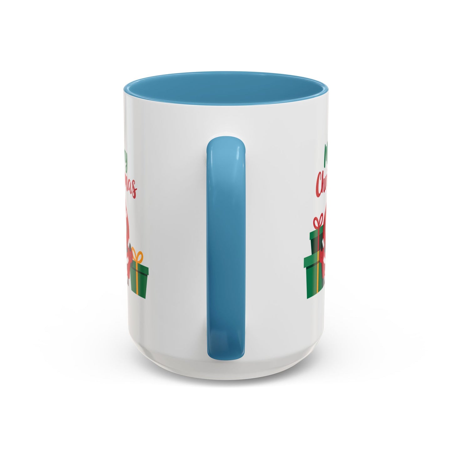 Christmas Mug - Merry Christmas Green & Red Text Santa Presents
