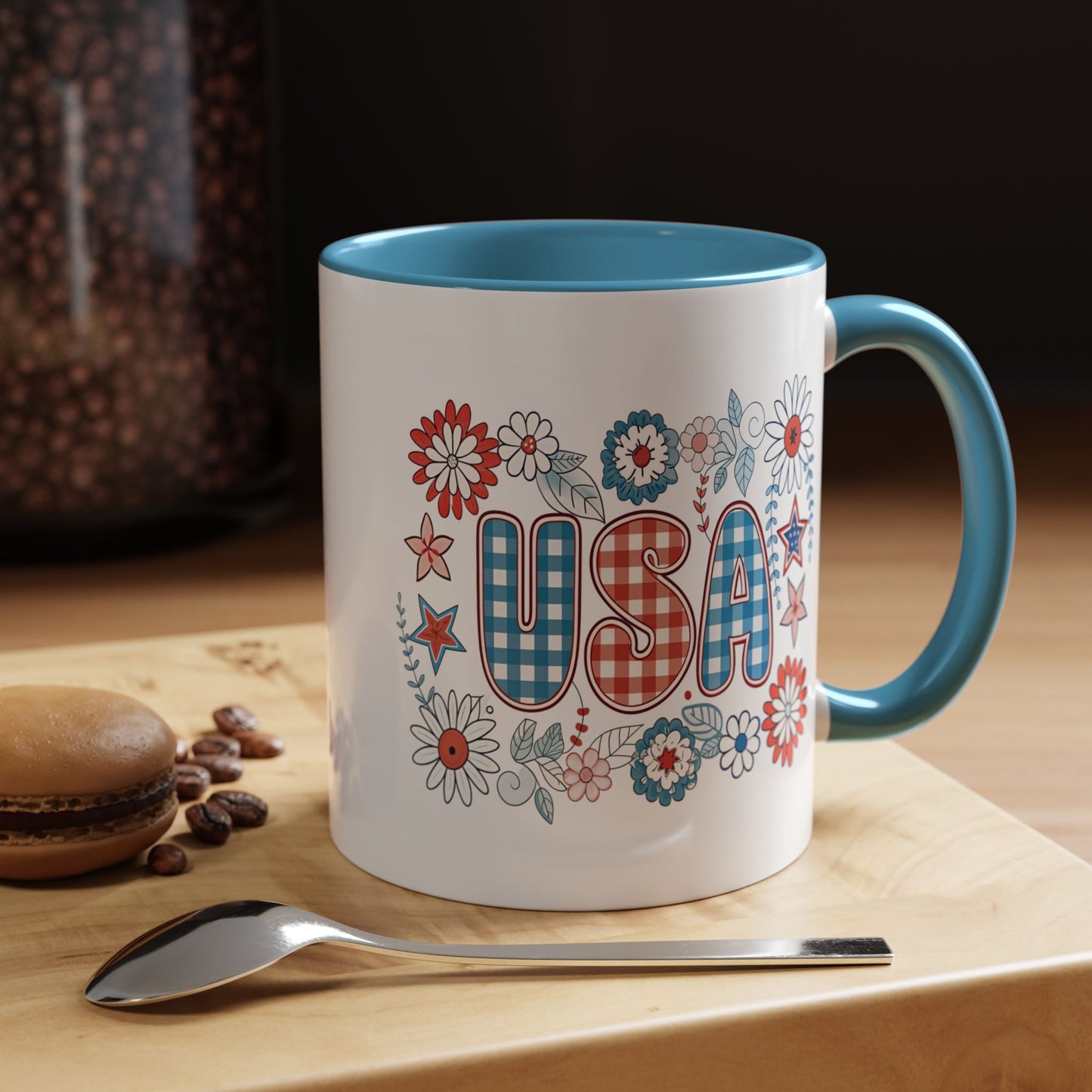4th of July Mug - USA Preppy Floral