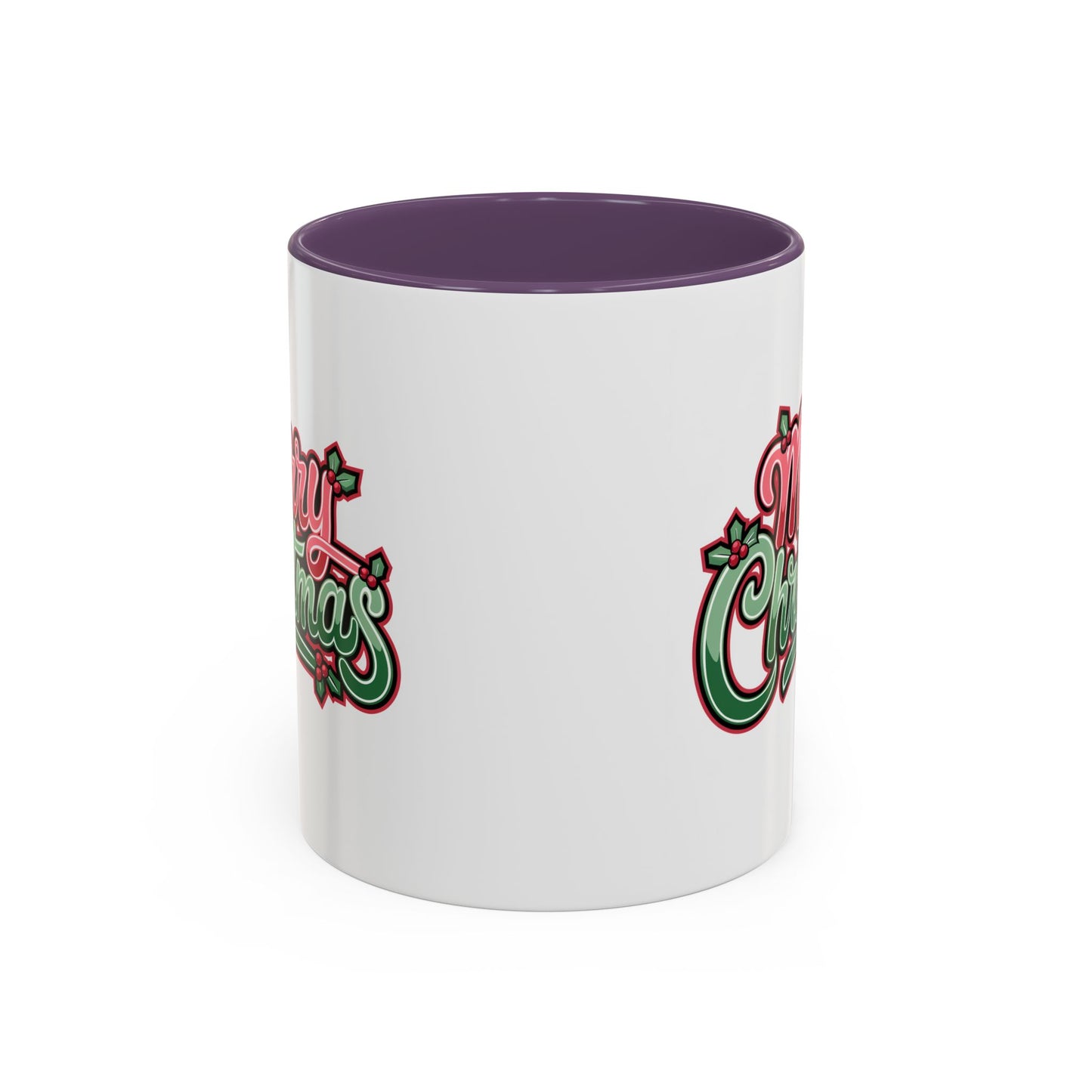 Christmas Mug - Merry Christmas Red & Green Text Mistletoe