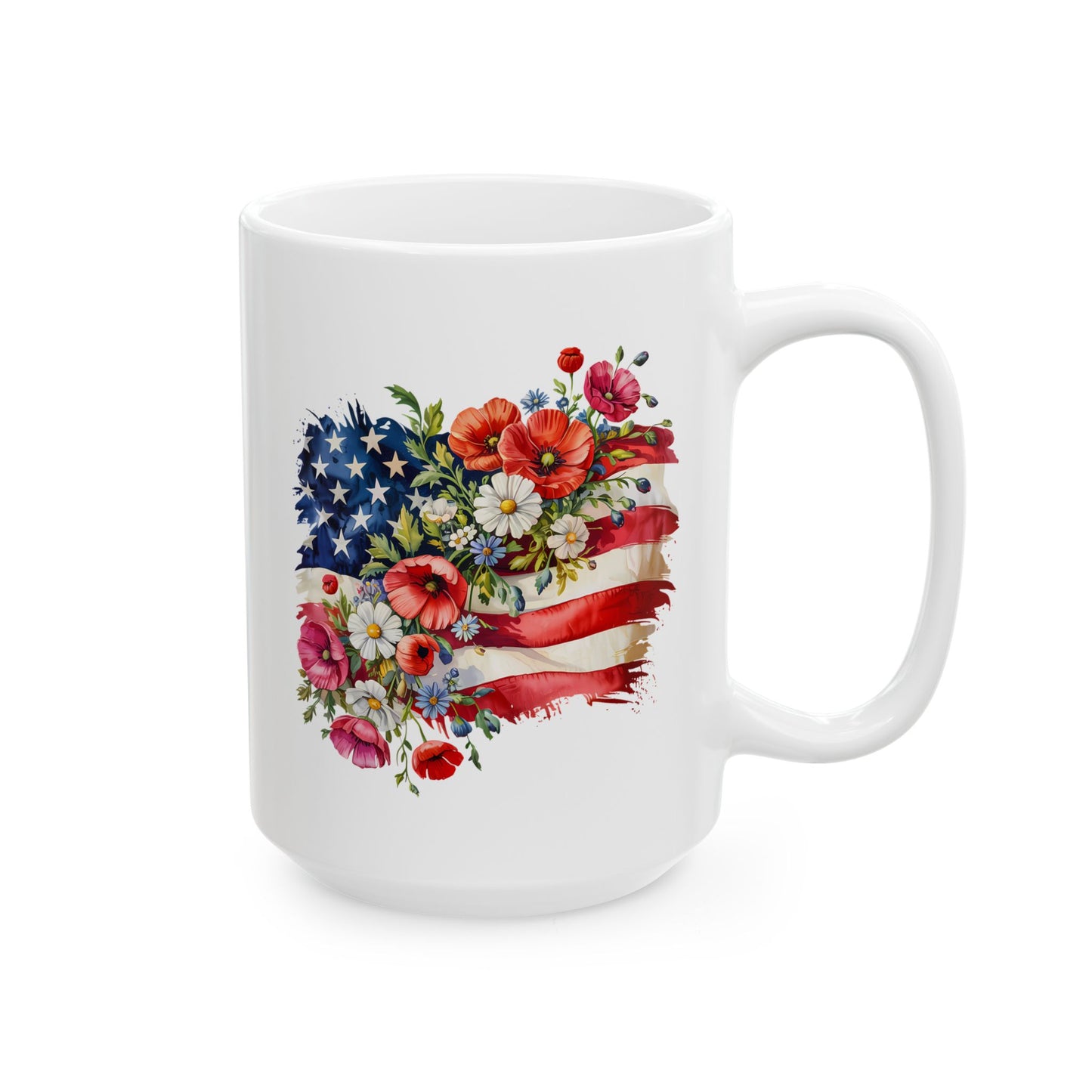 4th of July Mug - Floral American Flag