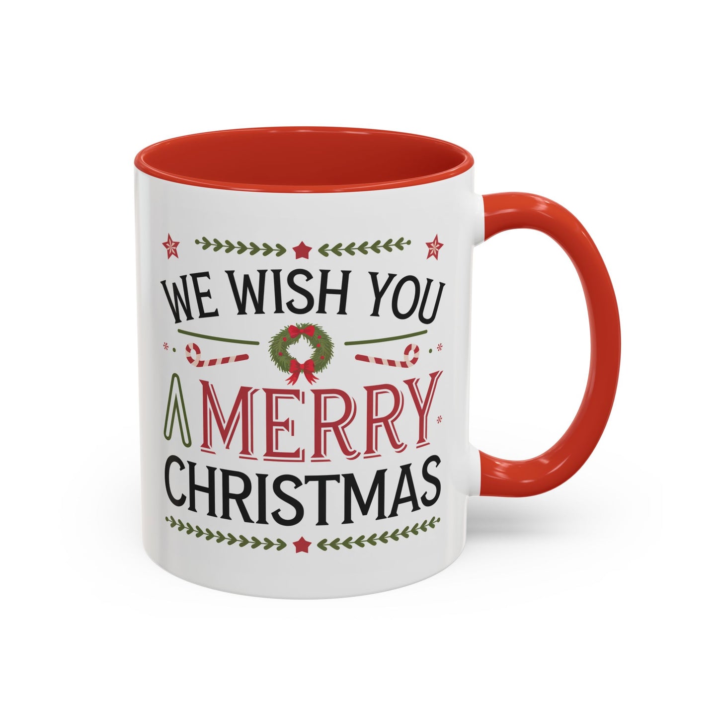 Christmas Mug - We Wish You a Merry Christmas Blue Green & Red Text