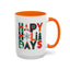 Christmas Mug - Happy Holidays Green Red & Blue Decorative Text
