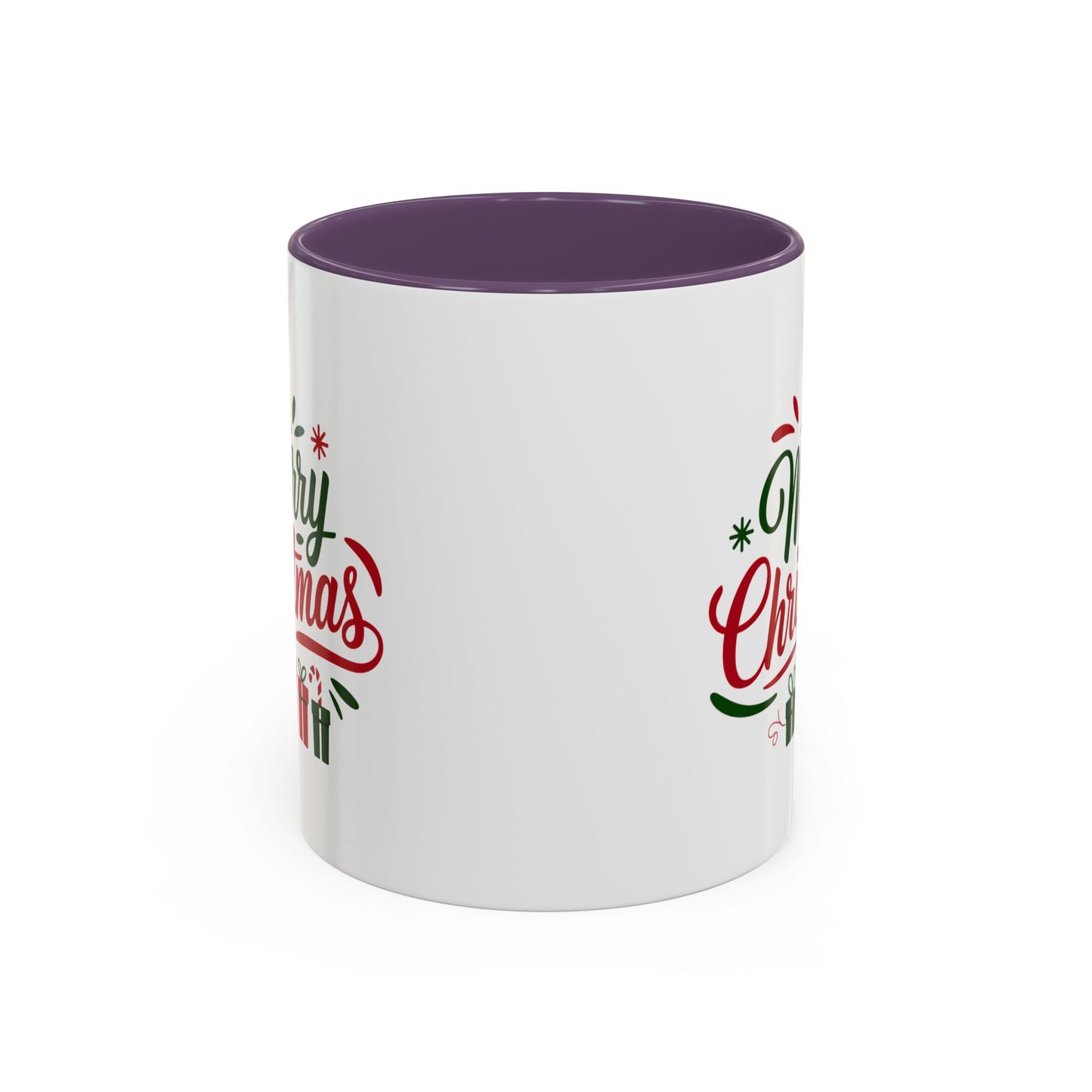 Christmas Mug - Merry Christmas Green & Red Text Tree Snowflakes Presents