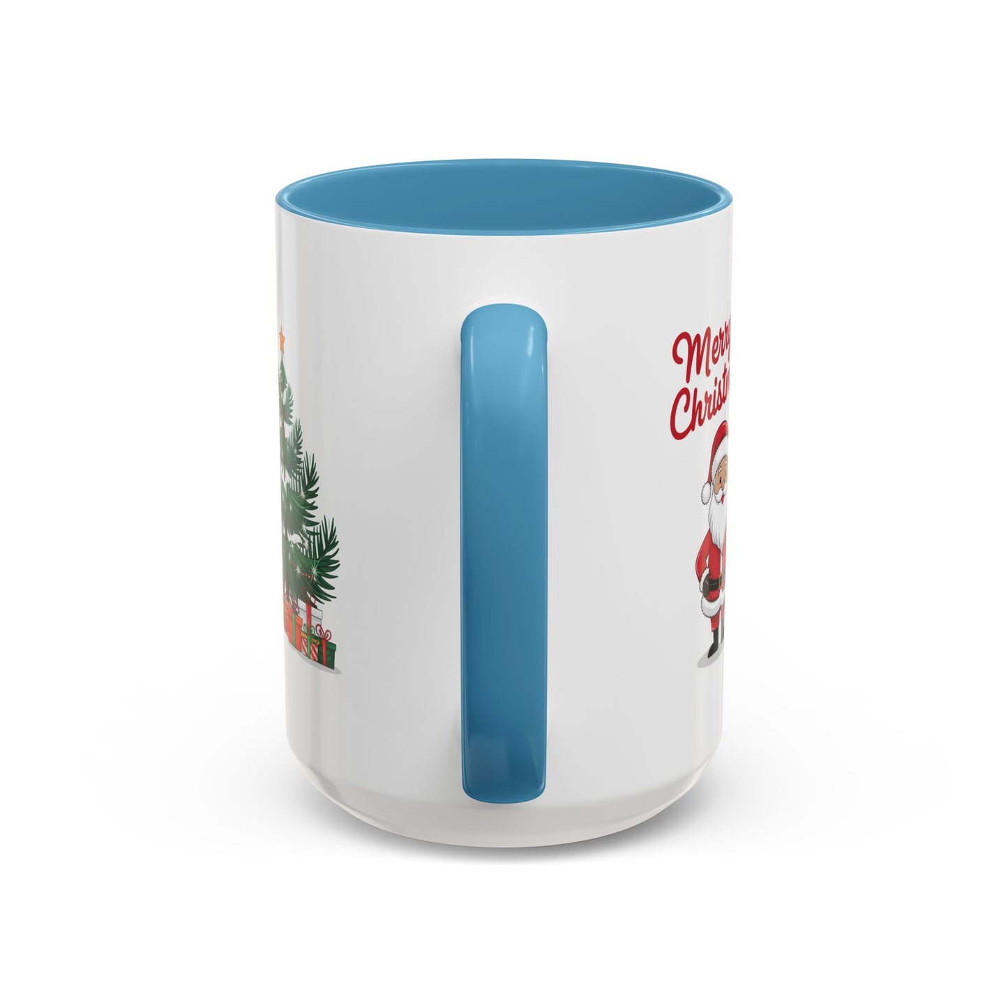 Christmas Mug - Merry Christmas Red Text Santa Tree Presents