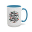Christmas Mug - Merry Christmas and a Happy New Year Black Text Tree Ornaments Presents