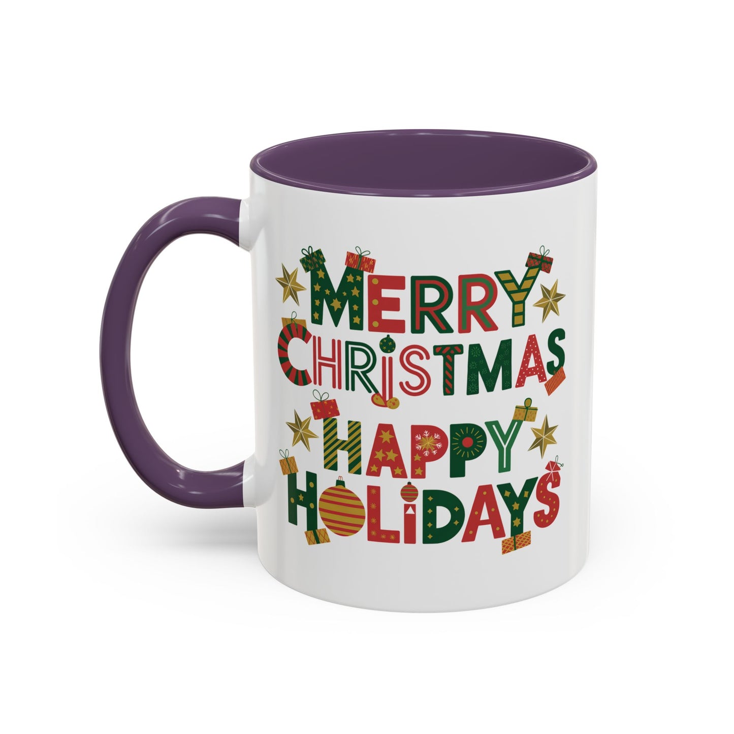 Christmas Mug - Merry Christmas Happy Holidays Decorative Text