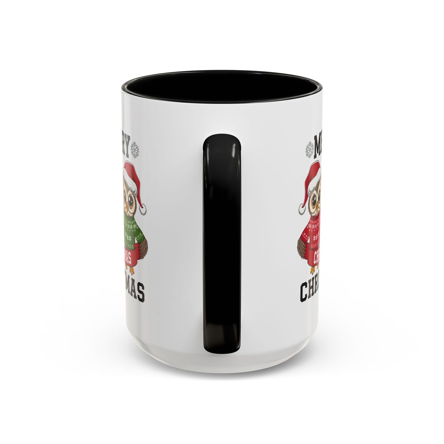 Christmas Mug - Merry Christmas Black Text Owls