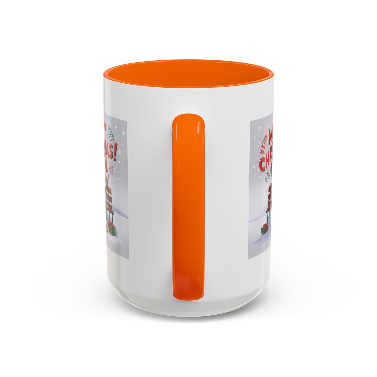 Christmas Mug - Merry Christmas Red Text Puppy Green Top