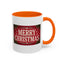 Christmas Mug - Merry Christmas Cream Text Maroon Background