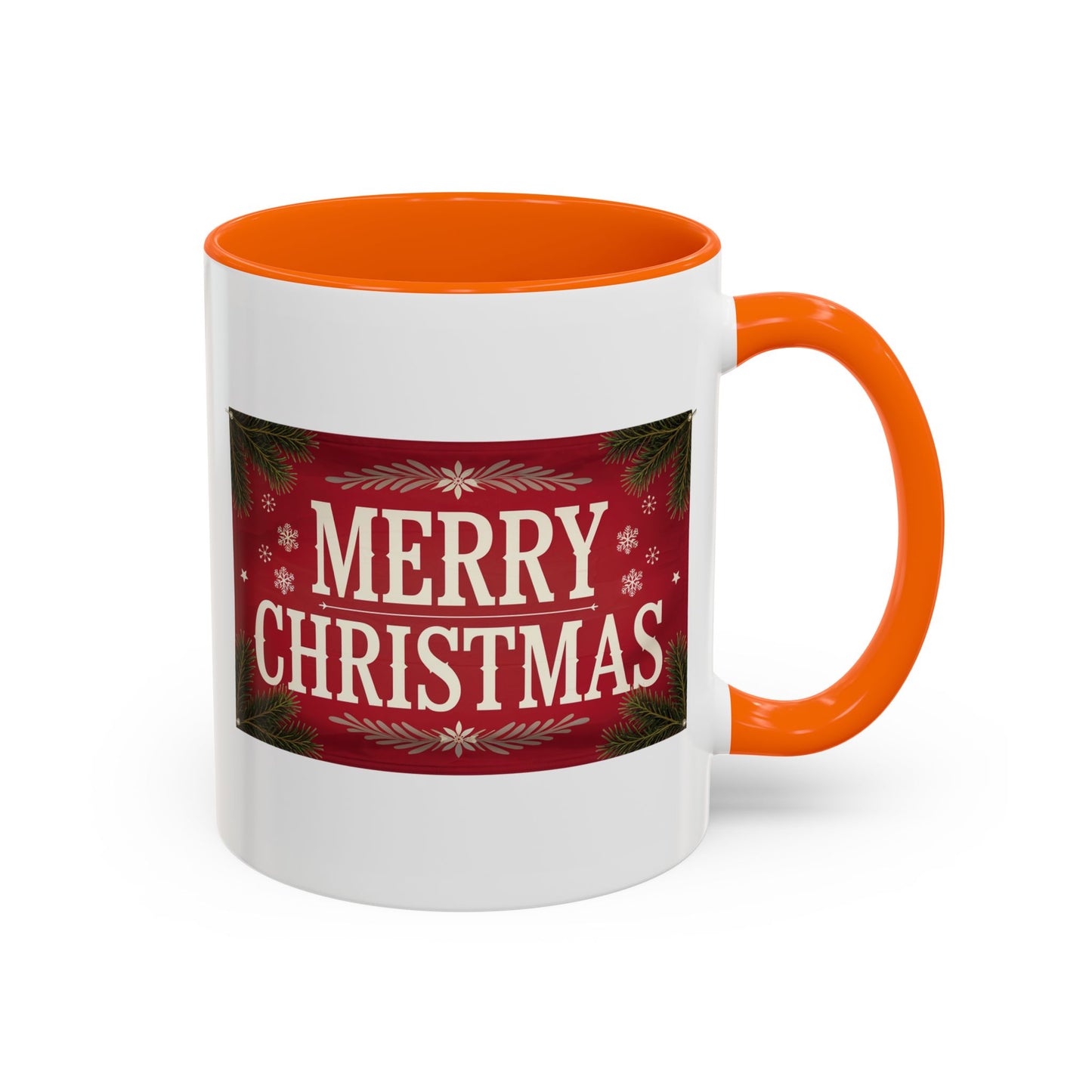 Christmas Mug - Merry Christmas Cream Text Maroon Background